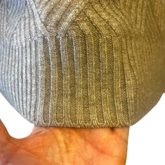 Women's Diamond-Rib Mid-Weight Mock Neck Sweater, S, Neutral Taupe - Picture 7 of 13